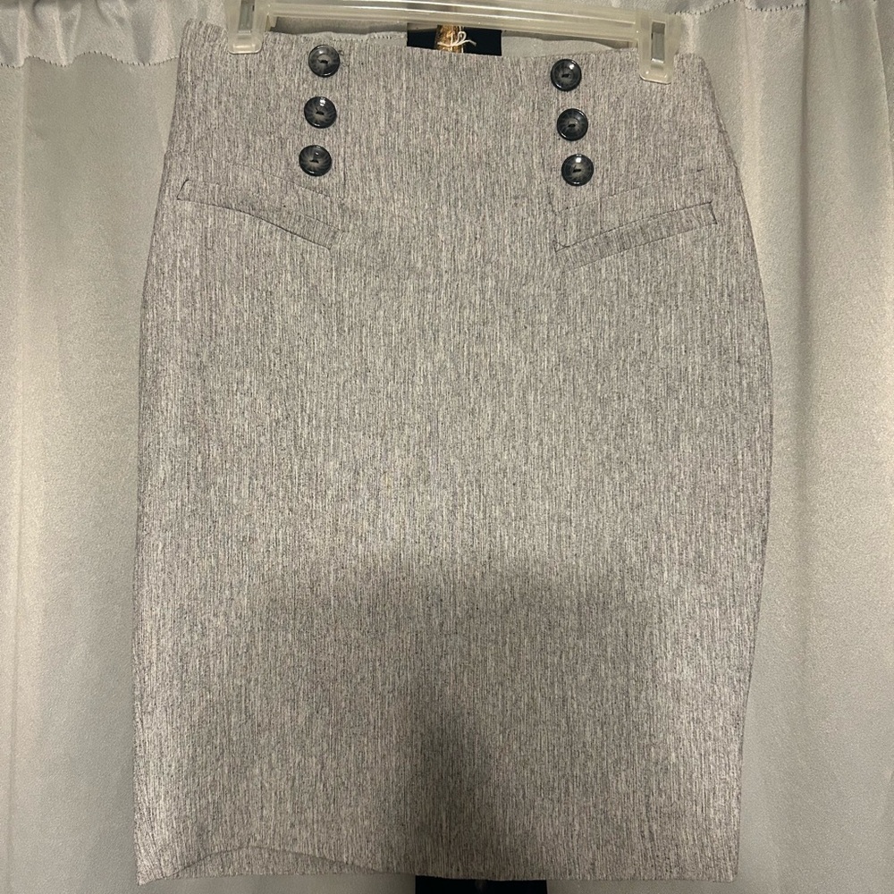 Gray Button-Detail Women's Skirt